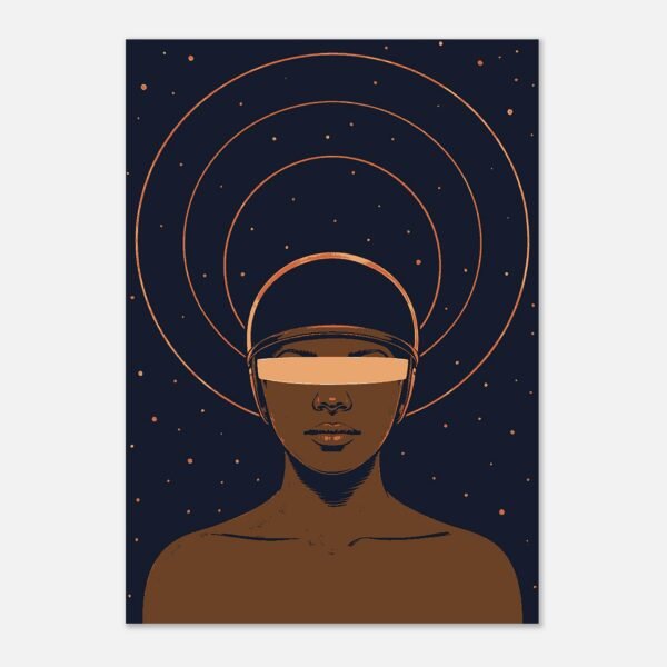 Affiche Voyageuse, casque et orbites — vue 3