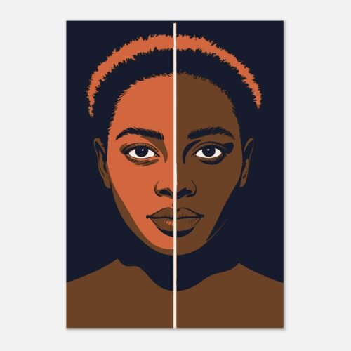 Affiche Regard Frontal, visage en deux lumières, Maison Mélanine