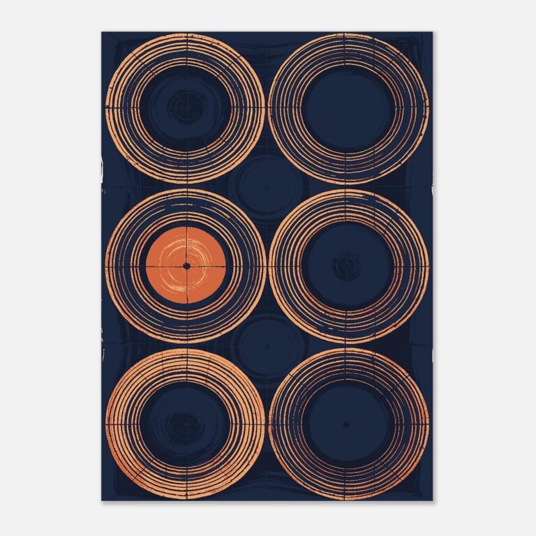 Affiche Indigo Adire, cercles de teinture nouée, Maison Mélanine