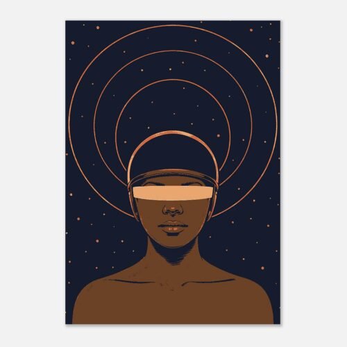 Affiche Voyageuse, casque et orbites — vue 2