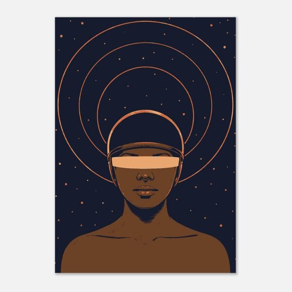 Affiche Voyageuse, casque et orbites — vue 2