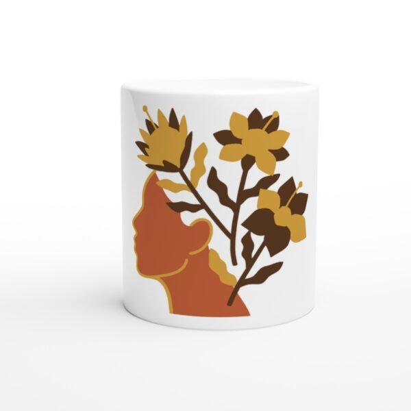 Mug Woman & Flowers, floral géométrique