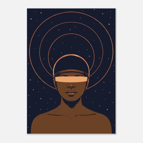 Affiche Voyageuse, casque et orbites, Maison Mélanine