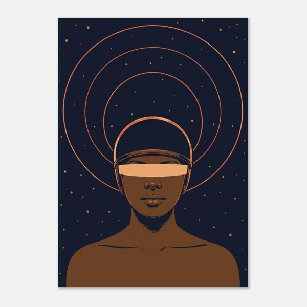 Affiche Voyageuse, casque et orbites, Maison Mélanine